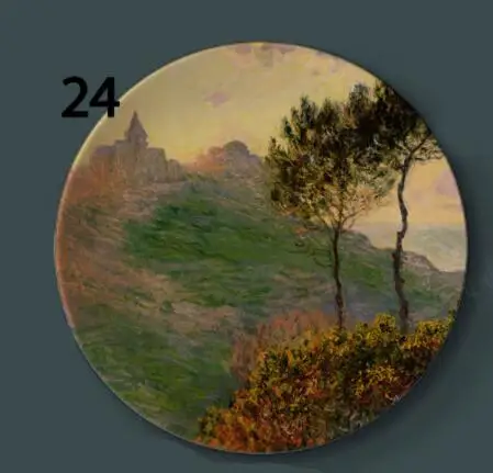 Monet Картина декор настенные вешалки тарелки керамические ремесло дома декоративное блюдо отель Гостиная фоновый дисплей масляные тарелки - Цвет: 24