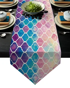 

Color Morocco Geometric Checks Table Runner Table Flag Home Party Decorative Tablecloth Table Runners for Wedding