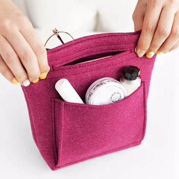 

Insert Cases Cosmetic Bag Women Felt Travel Organizer Handbag Purse Large Makeup Storage Pouch Female Toiletry Bag