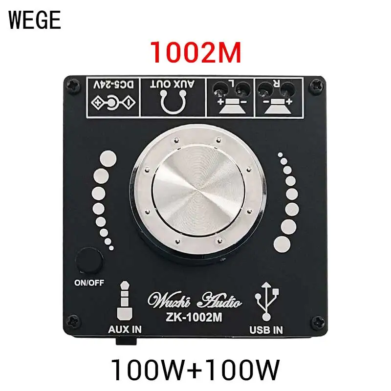 WEGE 502M 502H 1002M 50W*2 100W*2 TPA3116D2 Digital Audio Power Amplifier Board Stereo BT5.0 USB Mini AMP AUX Wuzhi Audio USB audio amplifier board operational amplifier audio tube amplifier