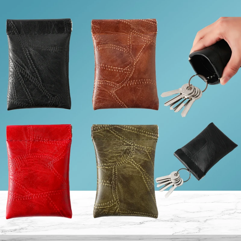 Lralra-cartera larga de cuero de moda para llave de bolsillo, llavero, monedero, pequeño, pequeño, para hombre y mujer