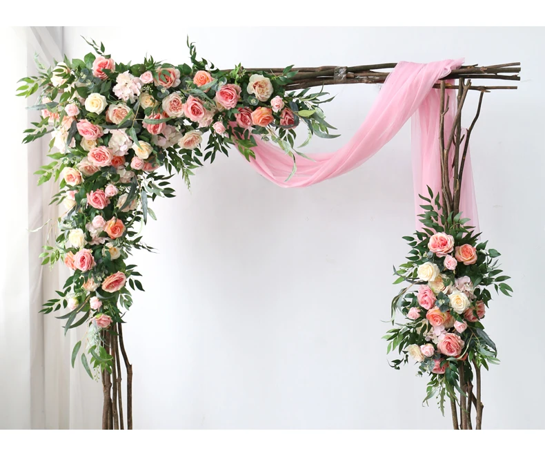 JAROWN Customized Rouge Pink Flowers Romantic Wedding Artificial Flower Row Flower Ball Decoration Background Flowers Stand Arch Decorative Flores (14)