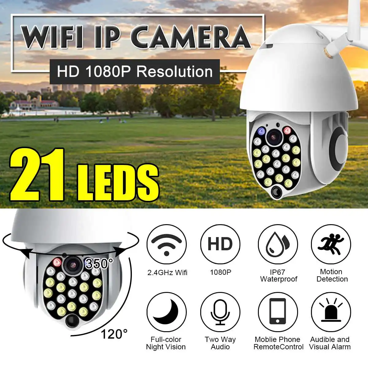 

21 LEDs IP Camera 8 Cores wifi PTZ Outdoor Waterproof Speed Dome CCTV Camera 2MP Surveillance PTZ Camera 1080P wifi camera IP