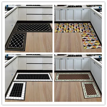 

Rectangular Plaid Door Mat Bathroom Kitchen Non-Slip Mat Absorbent Oil Absorbent Washable Door Mat
