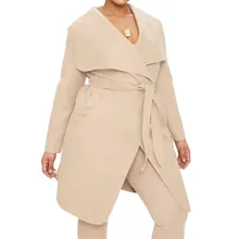 Осень плюс размер мода Свободный сплошной цвет без пуговиц длинный рукав 3XL-7XL Большой Размер 2 цвета избыточный женский повседневное шерстяное пальто