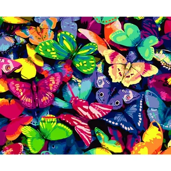 

DIY oil Painting by Numbers canvas with colorful Butterfly adult paint by numbers canvas Drawing With Brushes 40x50cm