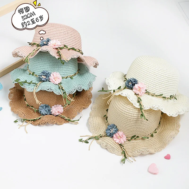 

Children Baby Hat Children Summer New Style Flower Topee Sun-resistant Bucket Hat Sun-resistant Sun Hat Princess Straw Hat
