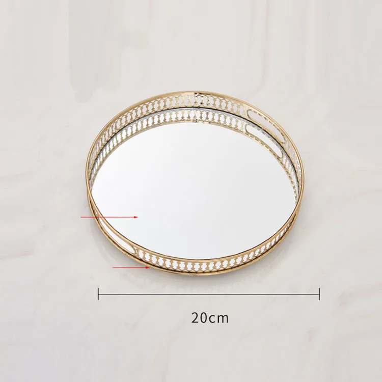 Vassoio Decorativo In Vetro Specchiato Oro, Poligonale 31,5 Cm, Organizer Per Gioielli E Profumi, Portatrucchi Per Comò