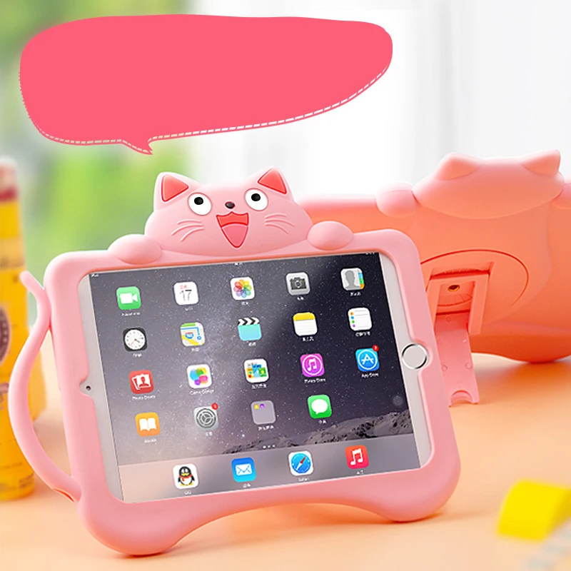 Милый 360 Вращающийся детский чехол для iPad mini 4 Air 1 2 5 6 мягкий силиконовый резиновый чехол для планшета с рисунком кота для IPad 2, 3, 4