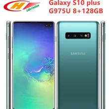 Мобильный телефон samsung Galaxy S10+ S10 Plus G975U Snapdragon 855, 8 ГБ ОЗУ, 128 Гб ПЗУ, четыре ядра, 6,4 дюймов, NFC, 4G LTE