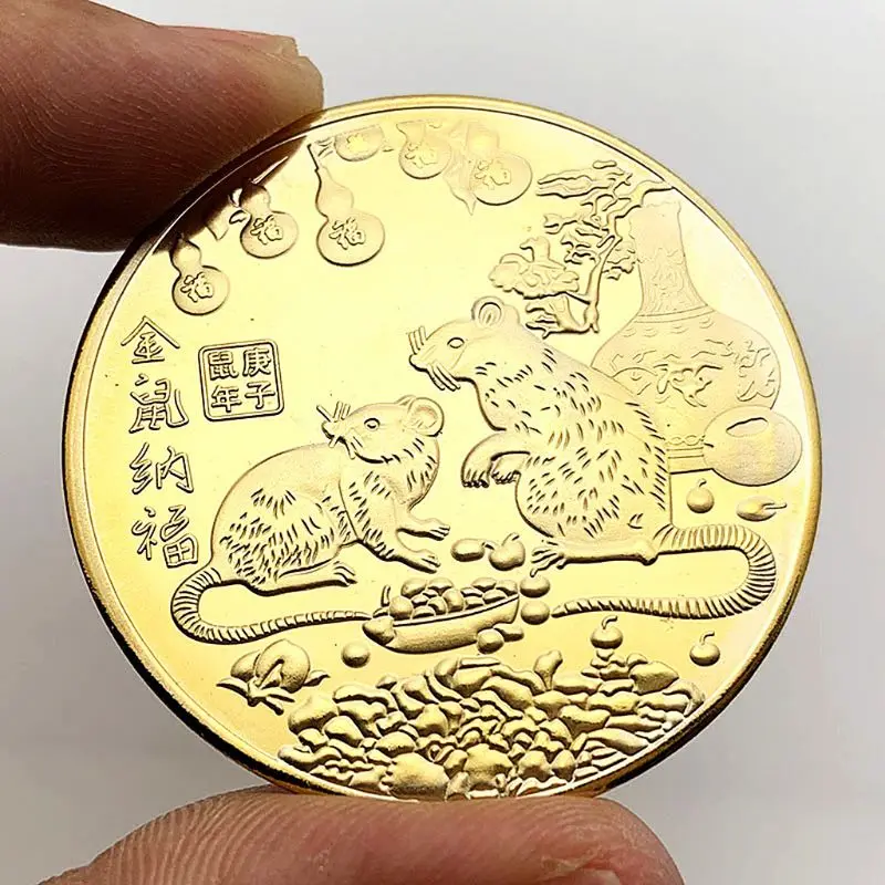 Год крысы памятная монета Китайский Зодиак сувенир вызов Коллекционная высокое качество и