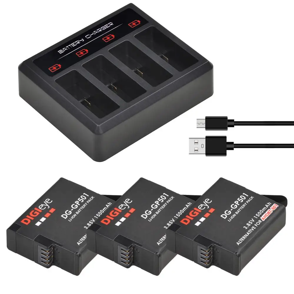

AHDBT-501 Battery for GoPro Hero 8 Hero 7 hero 6 hero 5 Black + 4-Slots Charger for GoPro Hero 7 Black Battery Accessories