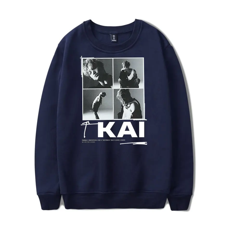 Корейская мода, KPOP Super M SuperM KAI, женские/мужские толстовки, толстовка с круглым вырезом и длинным рукавом, Harajuku, пуловер, топы, Moletom Tumblr