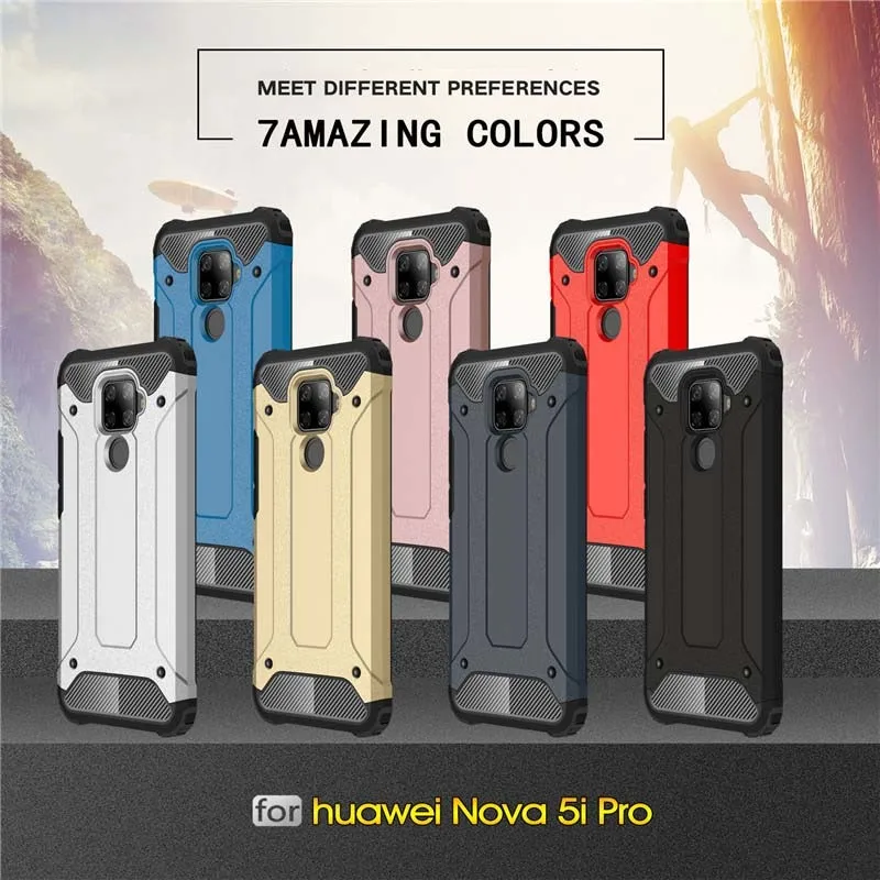 500 шт Бронированный чехол s для huawei Nova 5T 5i Pro 5 4 4E 3i 3E 2 2S Nova Lite Plus противоударный чехол-гибрид для телефона двухслойный чехол