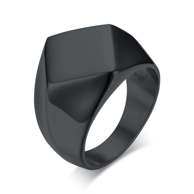 Flat-Top Signet Ring for Men Jewelry, Stainless Steel Vintage Oxidation Gray Male Jewellery Jewels