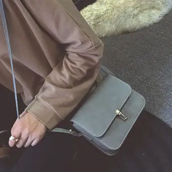 

PinShang Women Retro Small Square Shoulder Bag PU Leather Solid Color Lady Crossbody Messenger Bag