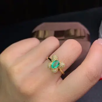 

shilovem 925 sterling silver Natural Emerald Ring fine Jewelry women trendy wedding Christmas gift open new 5*7mm dj0507888agml