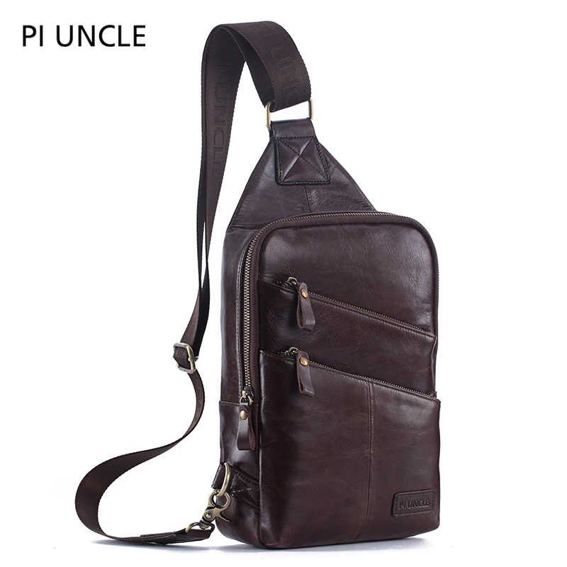 Мужские нагрудные сумки из натуральной кожи сумка на одно плечо через высокое