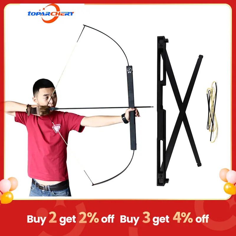 Arc Pliant Tactique TOPARCHERY 60 Pouces, 40-60 Lbs, Alliage Alu Et Fibre Verre, Droitier, Avec 12 Flèches Carbone, Chasse/survie