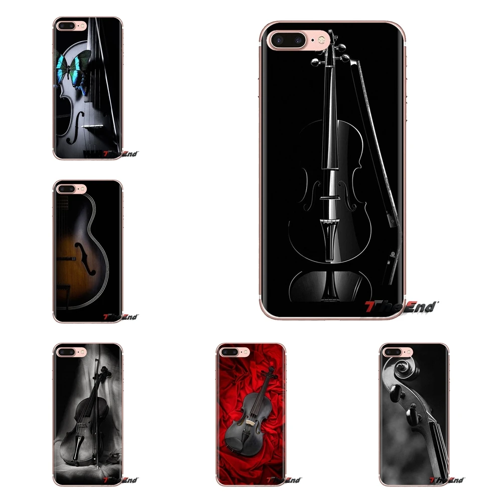 TPU Transparent Cases Cover For Sony Xperia Z Z1 Z2 Z3 Z5 compact M2 M4 M5 C4 E3 T3 XA Huawei Mate 7 8 Y3II Black Violin Elegant |