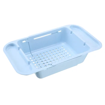 

Adjustable Sink Dish Drying Rack Kitchen Organizer Plastic Sink Drain Basket Vegetable Fruit Holder Home Storage Rack Blue