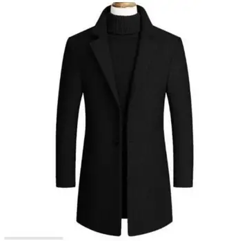 

Hot 2020 men's high wool coat men's coat wool coat Slim casual cotton long jackets