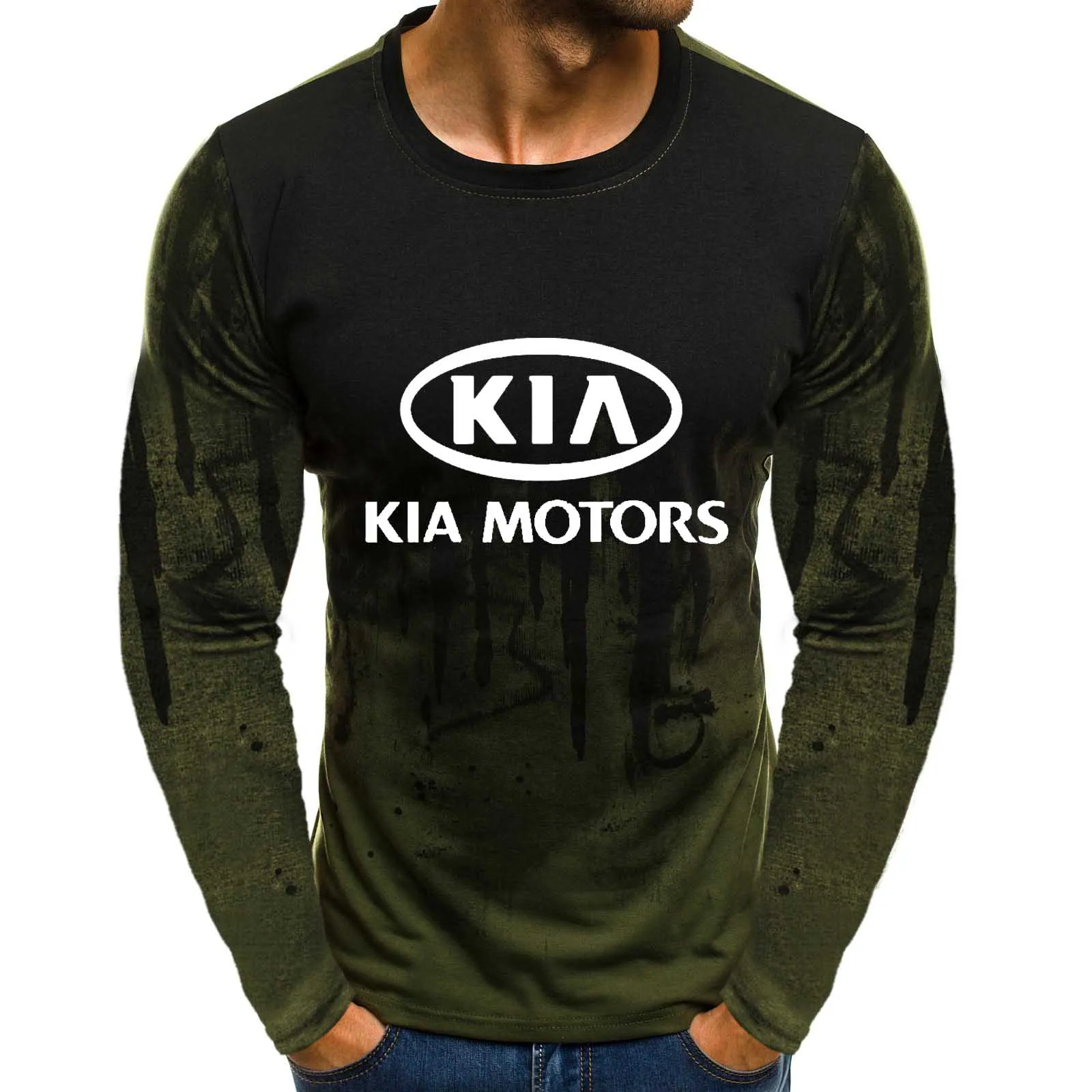 Пуловер с круглым вырезом и градиентом, свитшоты с логотипом автомобиля KIA Motors, повседневные хлопковые мужские толстовки в стиле хип-хоп, Harajuku, мужская одежда