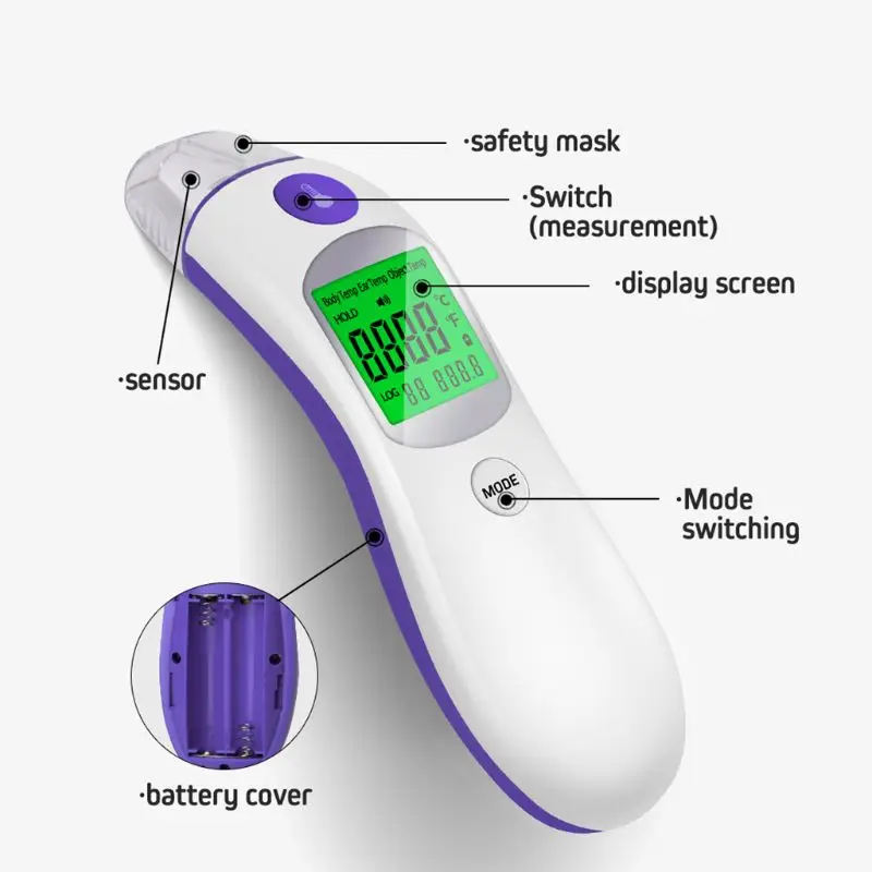 Цифровой инфракрасный термометр для тела, термометр для взрослых детей, лоб и ухо