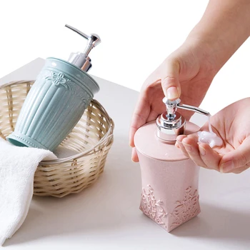 

400ML Pressing Carved Plastic Refillable Cream Lotion Dispenser Bottles Container For Cosmetic Shampoo Liquid Soap Shower Gel