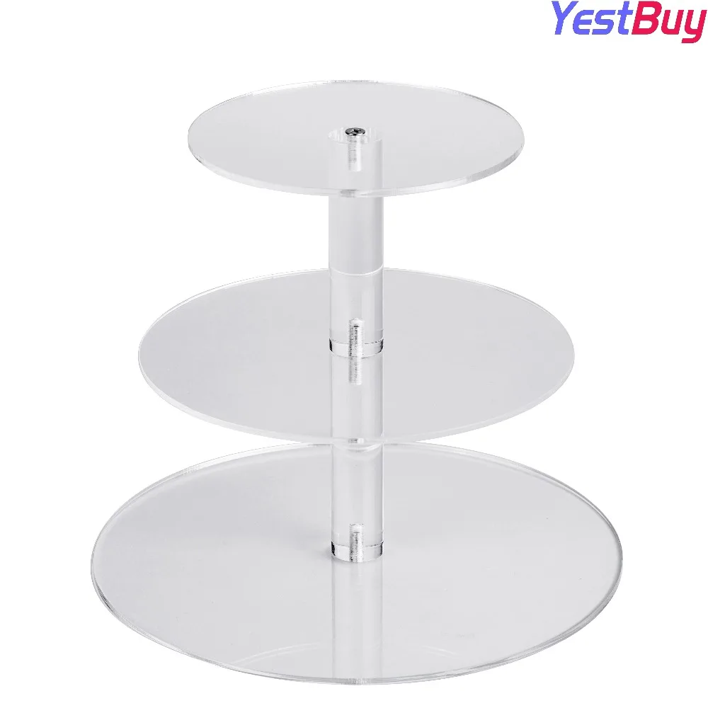 YestBuy 3 яруса Maypole круглая Свадебная вечеринка дерево башня акриловый Кекс Дисплей Стенд(3 яруса(10 см зазор)(8,7 дюймов