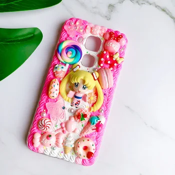 

For samsung note10 DIY case 3D Sailor moon phone cover for galaxy note9 8 s10plus handmade cream candy Custom made girl gift