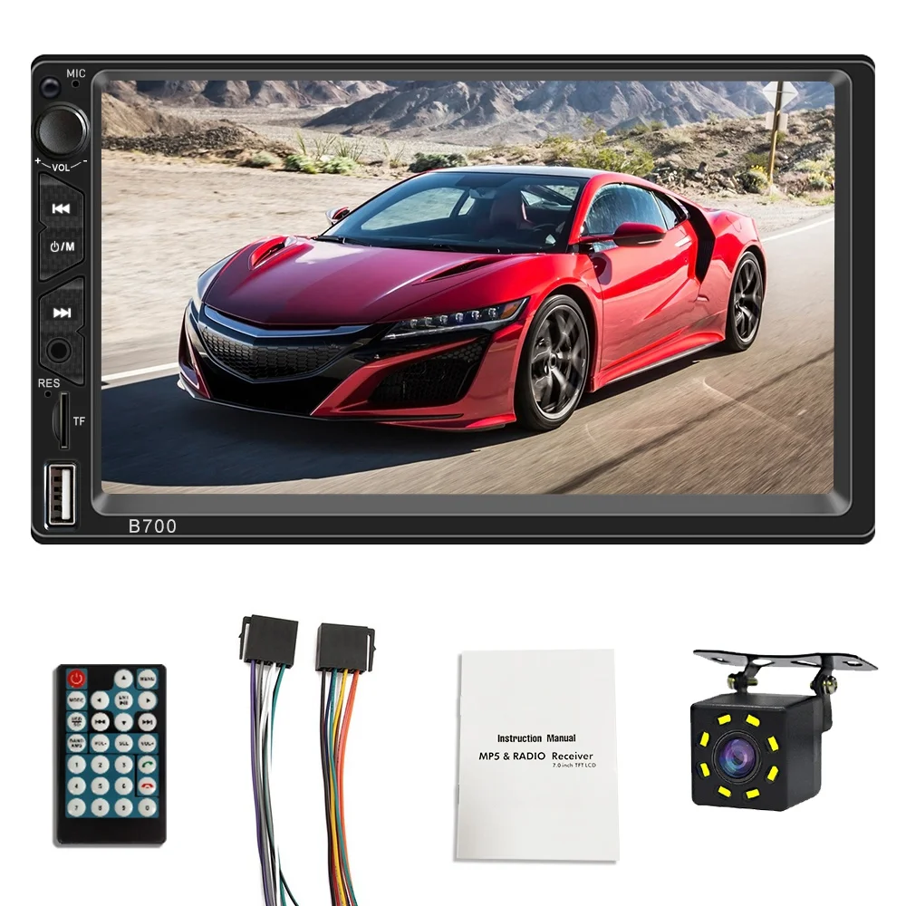 Новое 2 Din автомобильное радио 7 дюймов Bluetooth стерео Мультимедийный плеер Радио MP3 MP5 Емкостное нажатие на экран авто радио Поддержка заднего вида