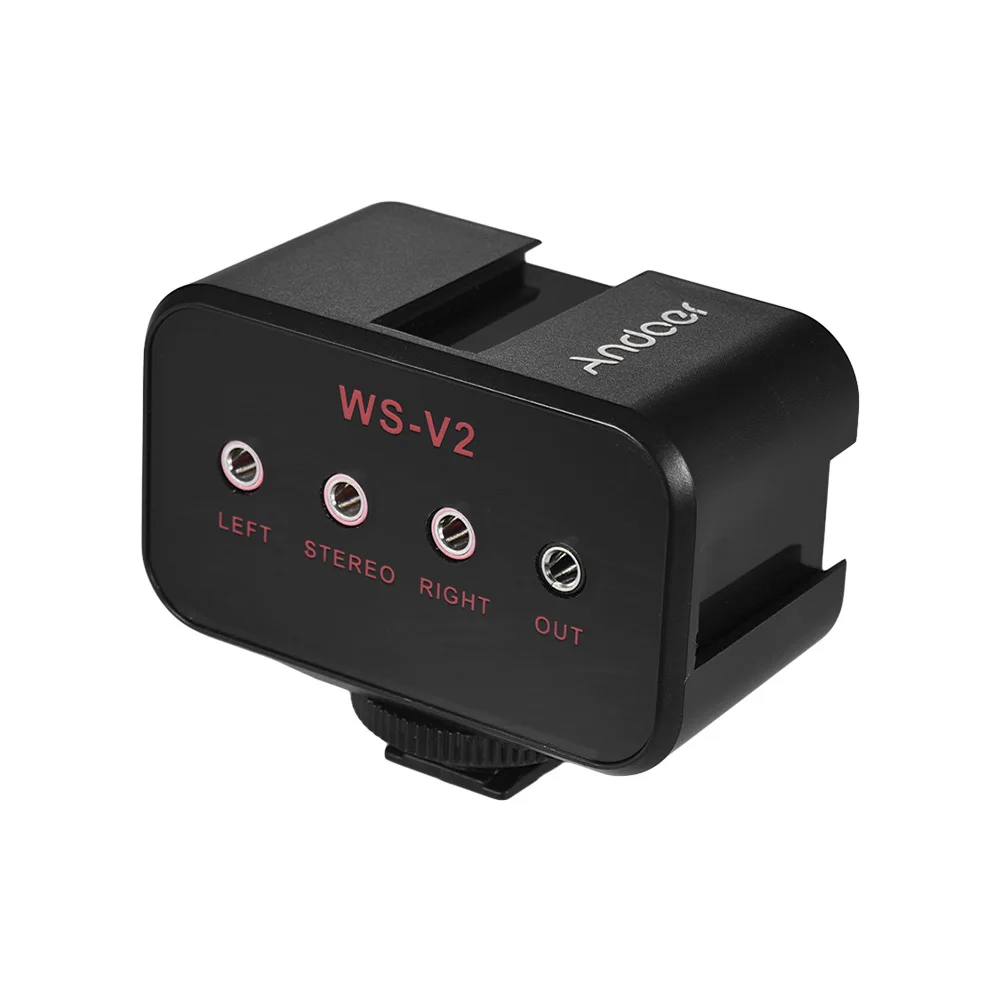 Andoer WS-VS двухканальный микрофон для камеры аудио адаптер смесителя 3,5 мм стерео выход для Canon Nikon sony DSLR видеокамеры