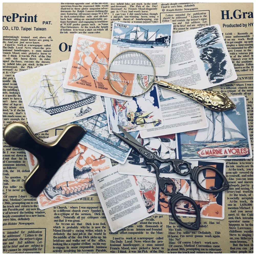 

11Pcs/Set Retro Vintage Sail Navy Boat Sticker DIY Craft Scrapbooking Album Junk Journal Planner Decorative Stickers
