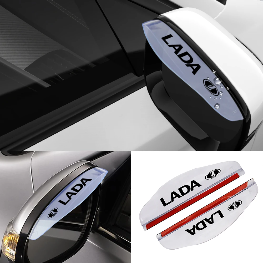 

2Pcs Car styling Car Rearview Mirror Rain Water Rainproof Eyebrow Cover Side Shield For Lada Granta Kalina Priora Niva Xray Etc.