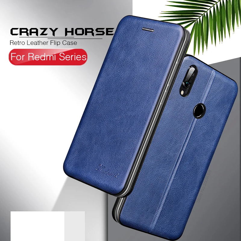 

cover for xiaomi redmi note 7 5 6 pro case retro crazy horse flip wallet leather case on redmi note 7pro 6pro 5pro coque fundas