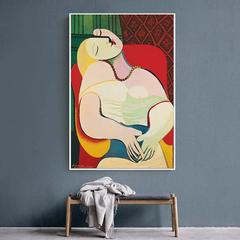 

Dreaming Woman By Picasso Abstract Canvas Painting Nordic Style Posters and Prints Wall Art Pictures for Living Room Home Decor
