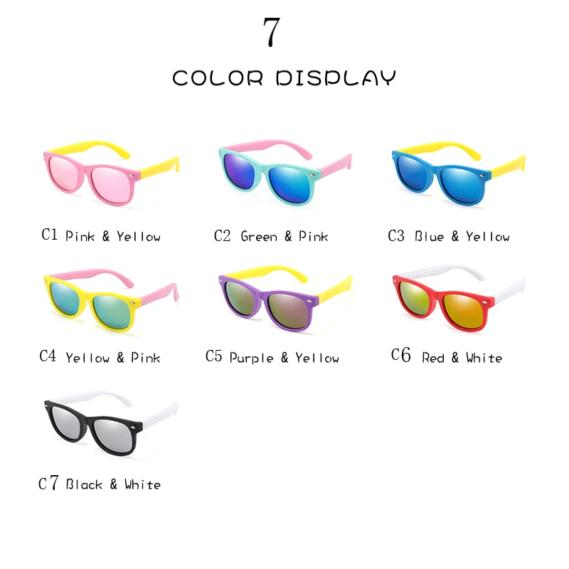 Rubber Polarized Sunglasses Kids TR90 Boys Girls Mirror Polaroid Sun Glasses Silicone Safety Glasses for Children Baby_voghion.com