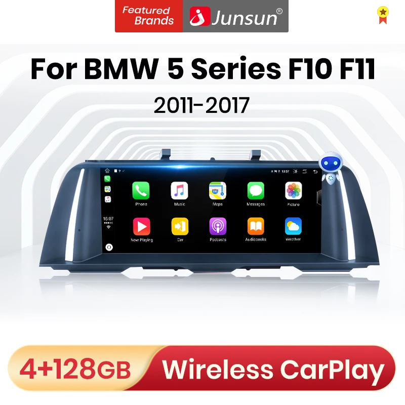 Junsun reproductor Multimedia con GPS para coche, CarPlay inalámbrica con Radio Estéreo, sistema