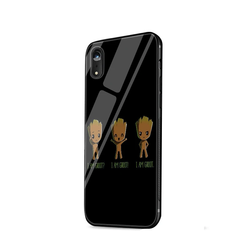 Glass Phone Case TPU Glass For Apple Iphone 5 5s SE 6 6S 7 8 Plus XR X XS Max Cover Baby Groot