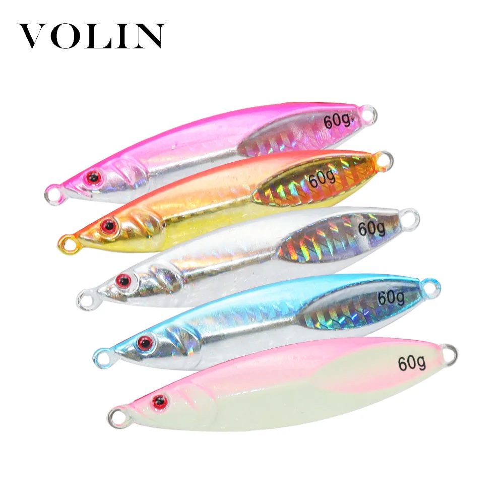 

VOLIN NEW Slow Jigging Metal Lure 60g 80g 100g Saltwater Metal Fishing Lure Artificial Bait Casting Fishing Tackle