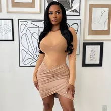 Combinaison à manches longues pour femmes, nouvelle perspective printemps et été 2022, maille cousue, sac à hanche, jupe 