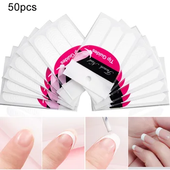 

50 Sheets Nail Art Guide Stickers Tips Design Decal French Manicure Nail Art Fringe DIY Line Tips Salon New Stencil