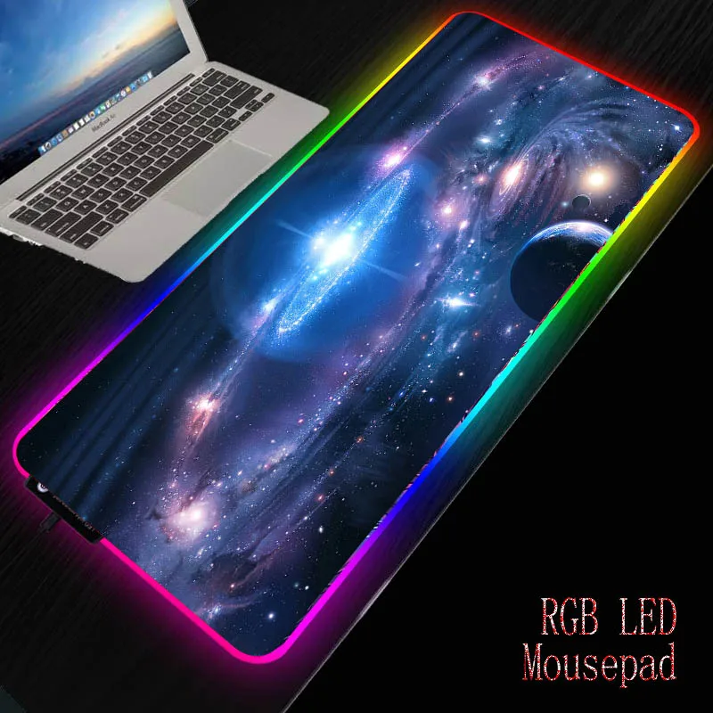 

MRGBEST Outer Space Nebula Gaming Non-slip Rubber Mouse Pad Computer Large Gamer RGB LED Light Big Mause Carpet PC Desk RGB Mat