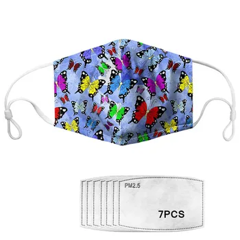 

Kawaii Color Butterfly Brand Designer Face Masks Anti-Haze Dust PM2.5 Pollution Washable Mouth Masks 7PCS Filters Paper Mascaras