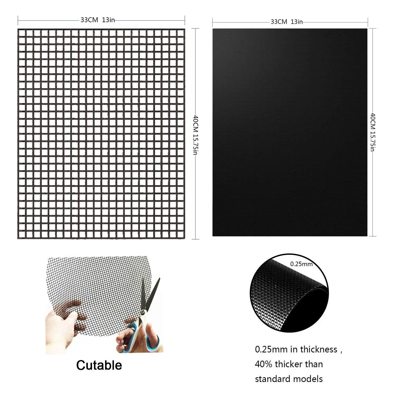 Non-stick Barbecue Mat Reusable Heat-Resistant BBQ Baking Pad Foil Oilpaper with Food Clip Oil Brush Baking Net Liner