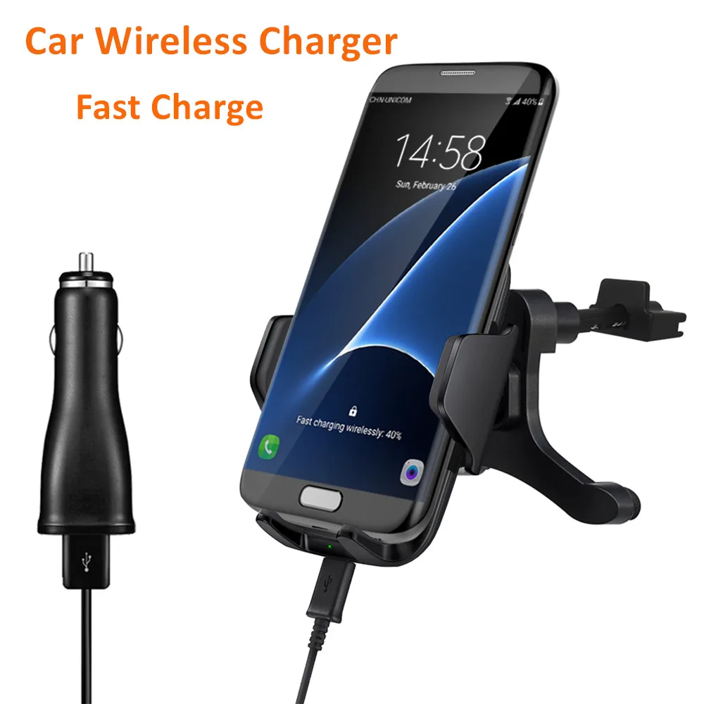 Car Wireless Charger For Samsung S10 S6 edge iPhone 8 plus XR 11 Pro Car Holder Fast Wireless Car Charger Air Vent Mount Stand