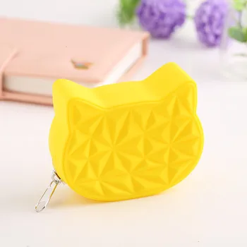 

2019 Cute Cat Women Silicone Short Wallet Girls Mini Coin Purse Key Wallet for Female Daily Clutch Purse Bluetooth earphone Bags