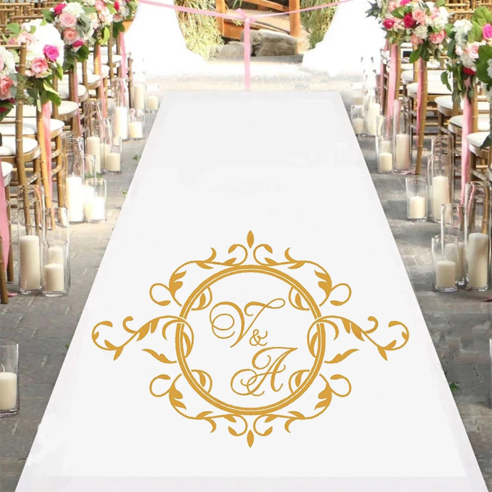 

Creative Personalized Initial Wedding Design Stickers Circle Floor Decoration Vinyl Dance Decals Removable Wedding Mural HY2182