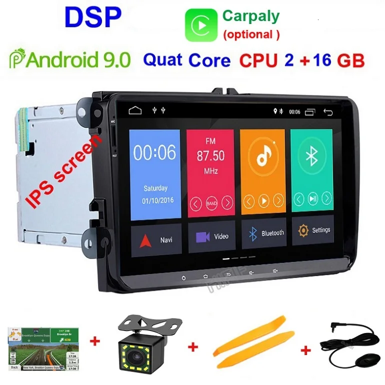 Quad Core 2G 16G DSP 2 Din Android 9 автомобильный мультимидийный навигатор навигация для Amarok Фольксваген VW Passat B6 golf 56 Skoda Octavia 2 Superb 2 Seat Leon radio - Цвет: Quad Core 2G 16G DSP